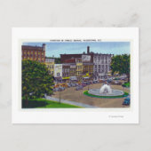 Uitzicht van de fontein van het Plein van het Publ Briefkaart (Voorkant)