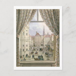 Uitzicht van de Freyung, Wenen, 1825 (gouache op p Briefkaart