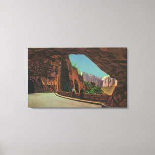 Uitzicht van de galerij op de Mount Carmel Highway Canvas Afdruk