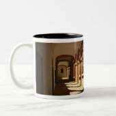 Uitzicht van de galerij tweekleurige koffiemok (Links)