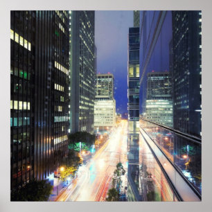 Uitzicht van de gebouwen van het financiële distri poster