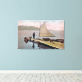 Uitzicht van de gedockte zeilboot bij het Utah Lak Canvas Afdruk (Insitu (Houten vloer))