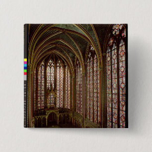 Uitzicht van de gekleurde ruiten vierkante button 5,1 cm
