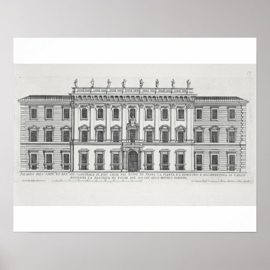 Uitzicht van de gevel van Palazzo Chigi, Rome, aan Poster (Voorkant)