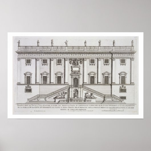 Uitzicht van de gevel van Palazzo Senatorio in Pia Poster (Voorkant)