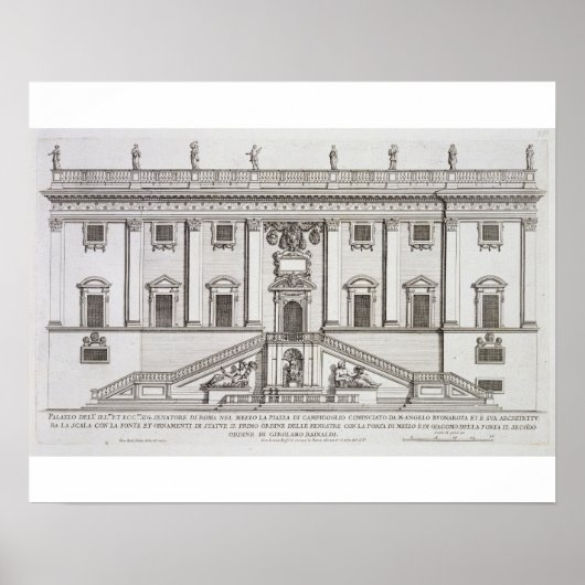 Uitzicht van de gevel van Palazzo Senatorio in Pia Poster (Voorkant)