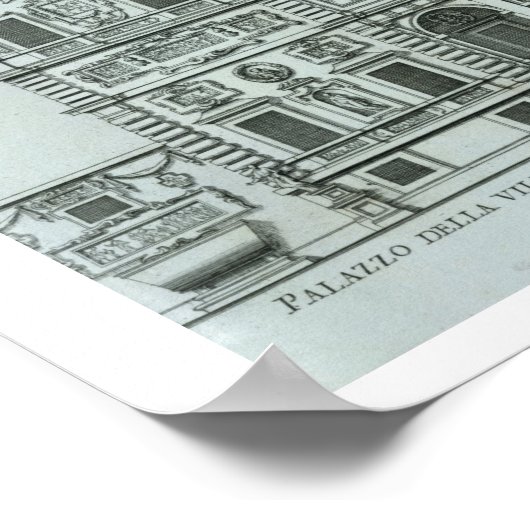 Uitzicht van de gevel van Villa Borghese, Rome (en Poster (Hoek)