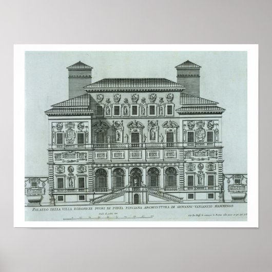 Uitzicht van de gevel van Villa Borghese, Rome (en Poster (Voorkant)