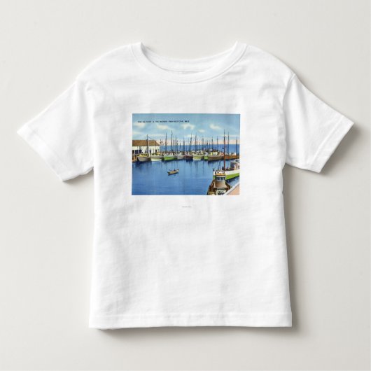 Uitzicht van de Geviste vloot in de haven Kinder Shirts (Voorkant)