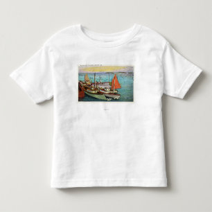 Uitzicht van de Golven en Schepen van het Zee op d Kinder Shirts