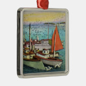 Uitzicht van de Golven en Schepen van het Zee op d Metalen Ornament (Rechts)