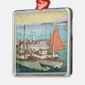 Uitzicht van de Golven en Schepen van het Zee op d Metalen Ornament (Links)