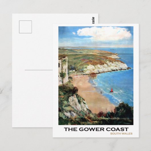 Uitzicht van de Gower-kust, zuidwales Briefkaart (Voorkant / Achterkant)