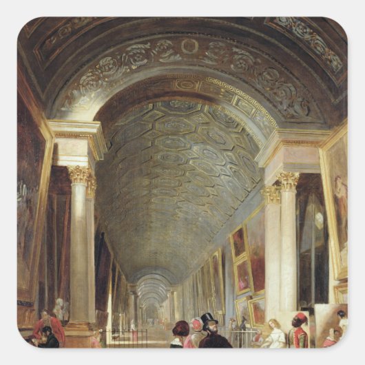 Uitzicht van de Grande Galerie van het Louvre, 184 Vierkante Sticker (Voorkant)
