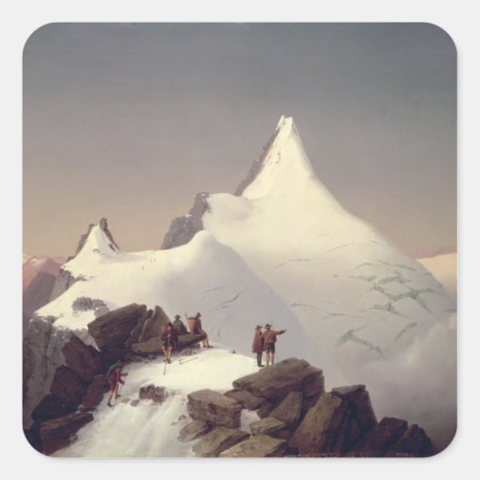Uitzicht van de Grossglockner-berg Vierkante Sticker (Voorkant)
