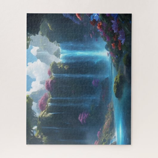 uitzicht van de grot naar de waterval legpuzzel (Verticaal)