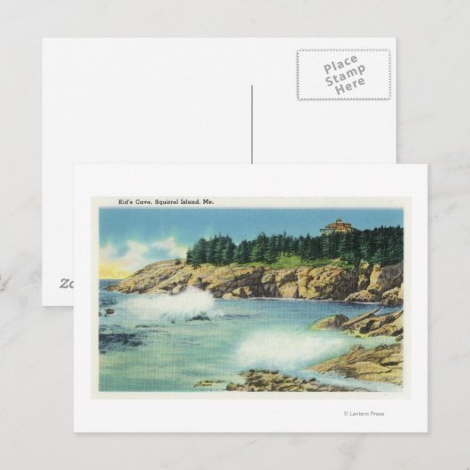 Uitzicht van de grot van Kind op Squirrel Island Briefkaart (Voorkant / Achterkant)