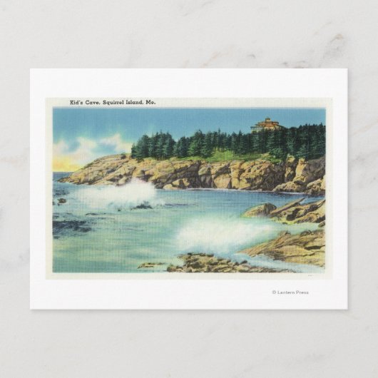 Uitzicht van de grot van Kind op Squirrel Island Briefkaart (Voorkant)