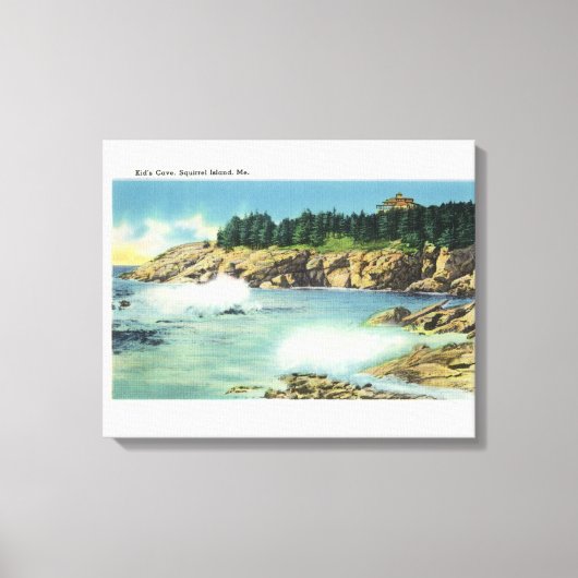Uitzicht van de grot van Kind op Squirrel Island Canvas Afdruk (Voorkant)