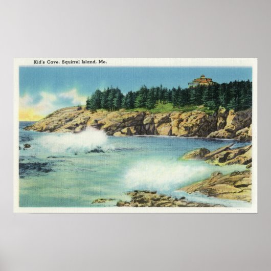 Uitzicht van de grot van Kind op Squirrel Island Poster (Voorkant)