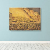 Uitzicht van de grote brand van Chicago Canvas Afdruk (Insitu (Houten vloer))