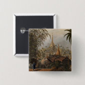 Uitzicht van de Grote Dagon Pagoda en de aangrenze Vierkante Button 5,1 Cm (Voorkant /achterkant)