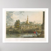 Uitzicht van de Grote Dagon Pagoda in Rangoon van Poster (Voorkant)