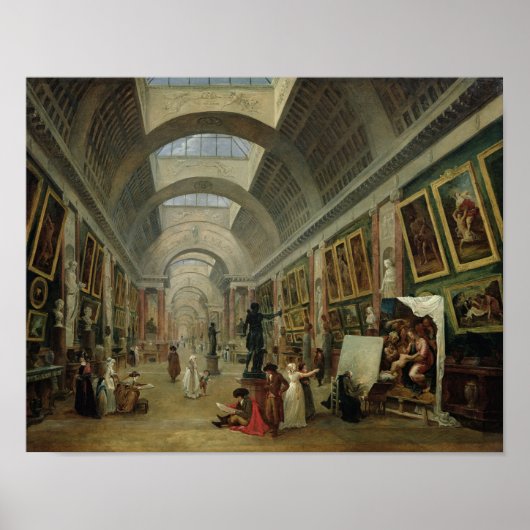 Uitzicht van de Grote Galerij van het Louvre, 1796 Poster (Voorkant)