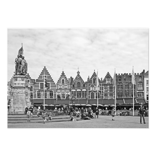 Uitzicht van de Grote Markt in Brugge Foto Afdruk (Voorkant)