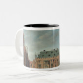 Uitzicht van de Grote Markt in Haarlem Tweekleurige Koffiemok (Voorkant links)
