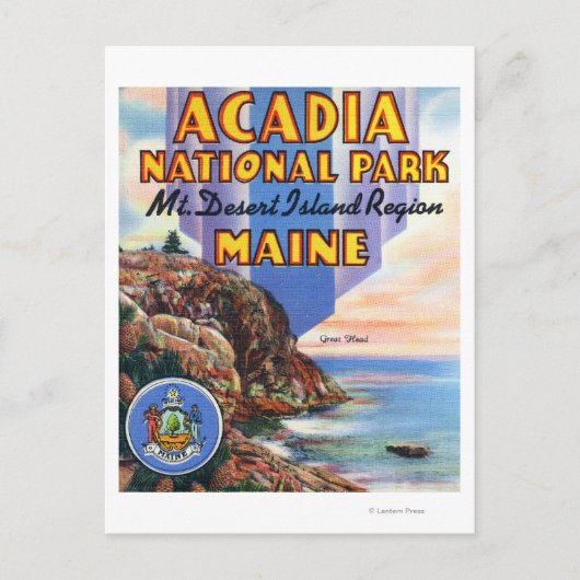 Uitzicht van de Grote Meren en de Maine Seal Briefkaart (Voorkant)