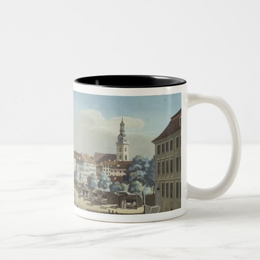Uitzicht van de Hackescher Markt Tweekleurige Koffiemok (Rechts)
