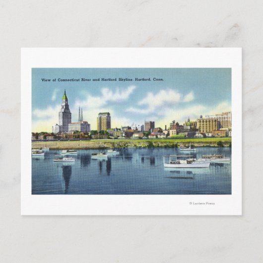 Uitzicht van de Hartfort Skyline in de Connecticut Briefkaart (Voorkant)