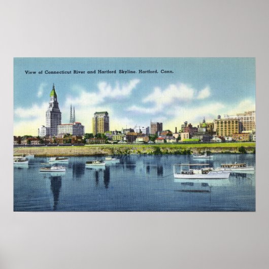 Uitzicht van de Hartfort Skyline in de Connecticut Poster (Voorkant)