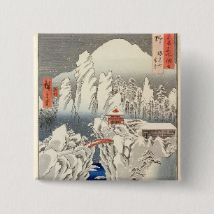Uitzicht van de Haruna op de sneeuw Vierkante Button 5,1 Cm