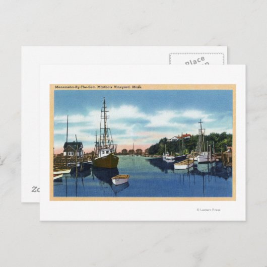 Uitzicht van de haven, Martha's wijngaard Briefkaart (Voorkant / Achterkant)