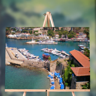 Uitzicht van de haven, strand Mermerly in Antalya Acryl Bord