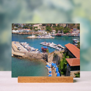 Uitzicht van de haven, strand Mermerly in Antalya Acryl Bord