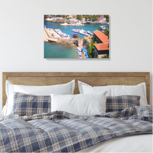 Uitzicht van de haven, strand Mermerly in Antalya Canvas Afdruk