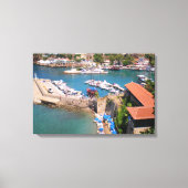 Uitzicht van de haven, strand Mermerly in Antalya Canvas Afdruk (Voorkant)
