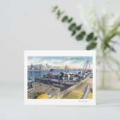 Uitzicht van de haven van Albany, SS Iroquois in Briefkaart (Staand voorkant)