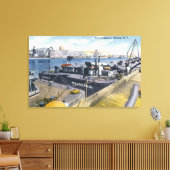 Uitzicht van de haven van Albany, SS Iroquois in Canvas Afdruk (Insitu (Woonkamer))
