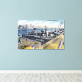 Uitzicht van de haven van Albany, SS Iroquois in Canvas Afdruk (Insitu (Houten vloer))