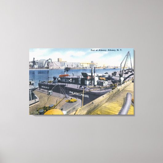 Uitzicht van de haven van Albany, SS Iroquois in Canvas Afdruk (Voorkant)