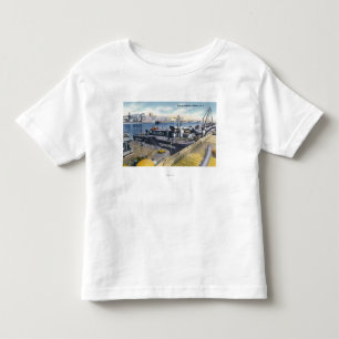 Uitzicht van de haven van Albany, SS Iroquois in Kinder Shirts