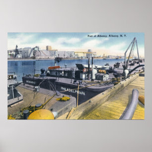 Uitzicht van de haven van Albany, SS Iroquois in Poster