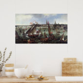 Uitzicht van de haven van Antwerpen Poster (Keuken)