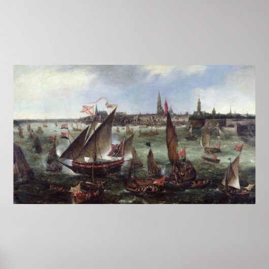 Uitzicht van de haven van Antwerpen Poster (Voorkant)