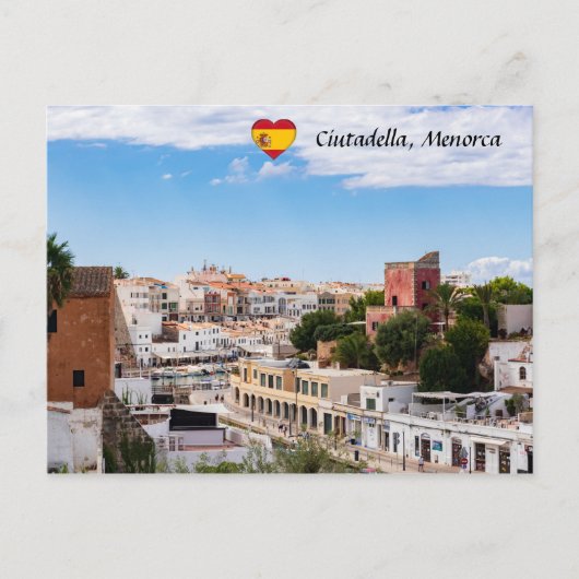 Uitzicht van de haven van Ciutadella en de stad Me Briefkaart (Voorkant)