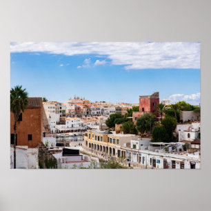 Uitzicht van de haven van Ciutadella en de stad Me Poster